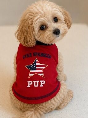 TOP PAW Americana Star Spangled Red Pup Pet Tee~-Small